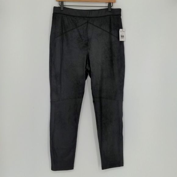 Free People Women's Midnight Vegan Suede Skinny Pants Size Large Pull On Legging - Picture 1 of 15